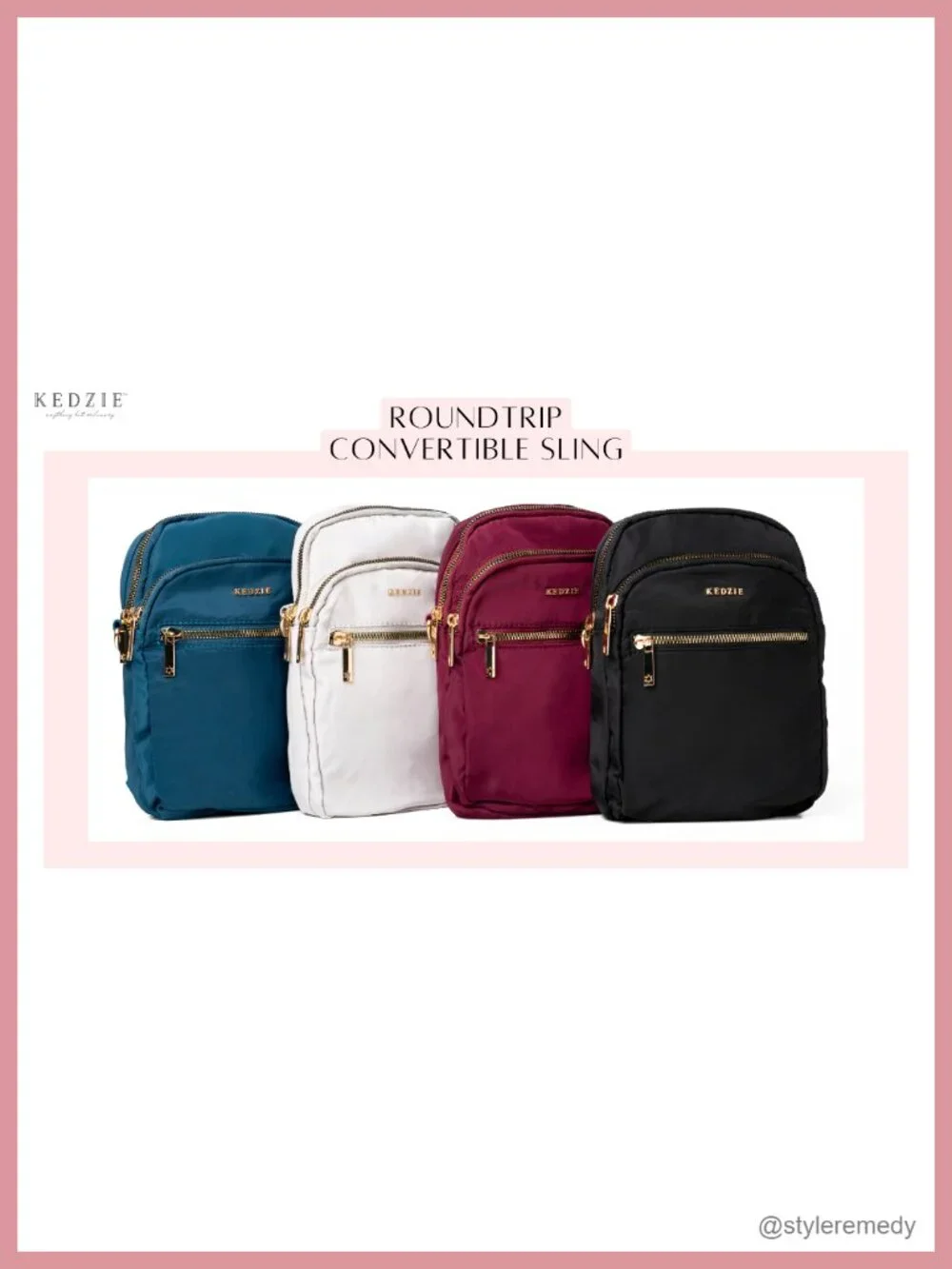 Women's Convertible Sling Crossbody Bag Polyester W- Adjustable Strap Travel